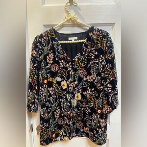 Jade Melody Tam velvet burnout floral top Lined Size M